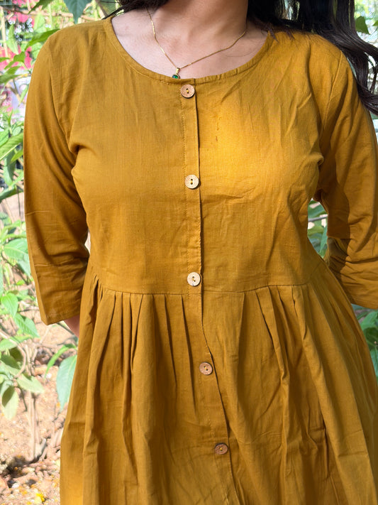Urban Essential Short Top | Breathable Cotton Everyday Ethnic | Mustard