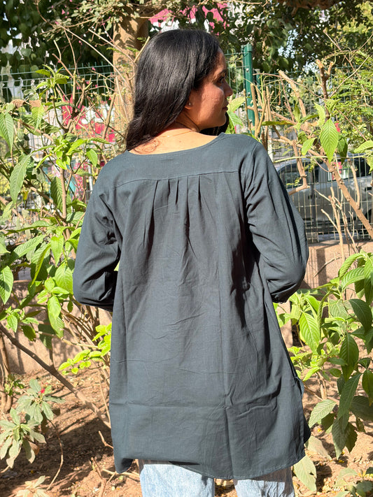 Urban Essential Short Top | Breathable Cotton Everyday Ethnic | Green