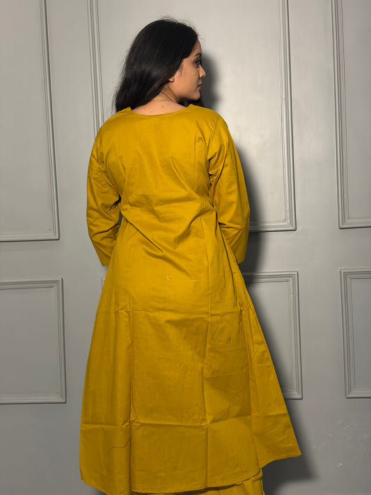 Urban Essential Two-Piece Set | Breathable Cotton Co-ord Ethnic | Mustard