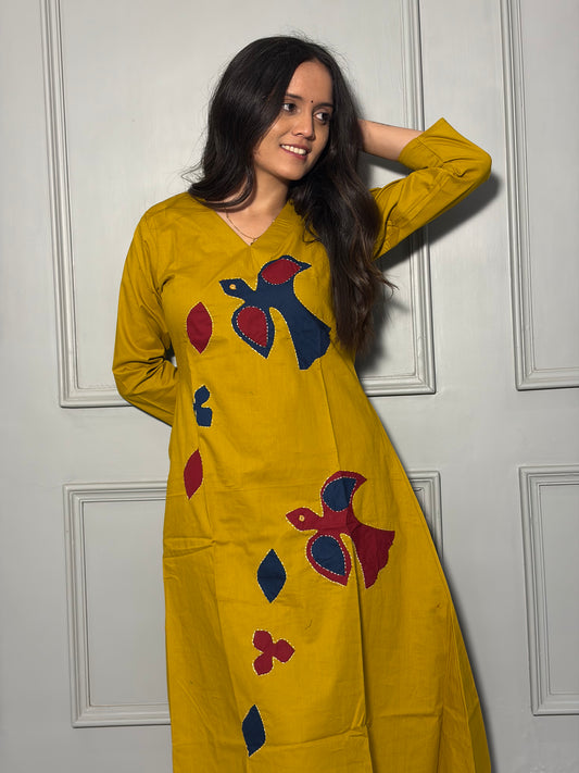Urban Essential Two-Piece Set | Breathable Cotton Co-ord Ethnic | Mustard
