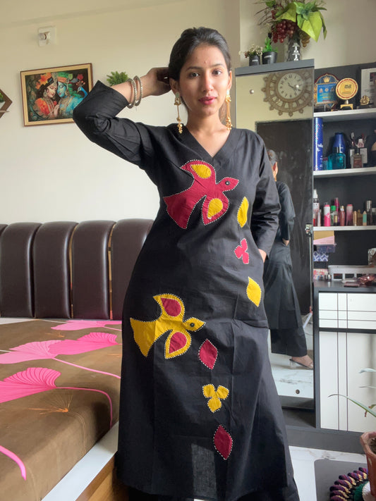 Urban Essential Two-Piece Set | Breathable Cotton Co-ord Ethnic | Black