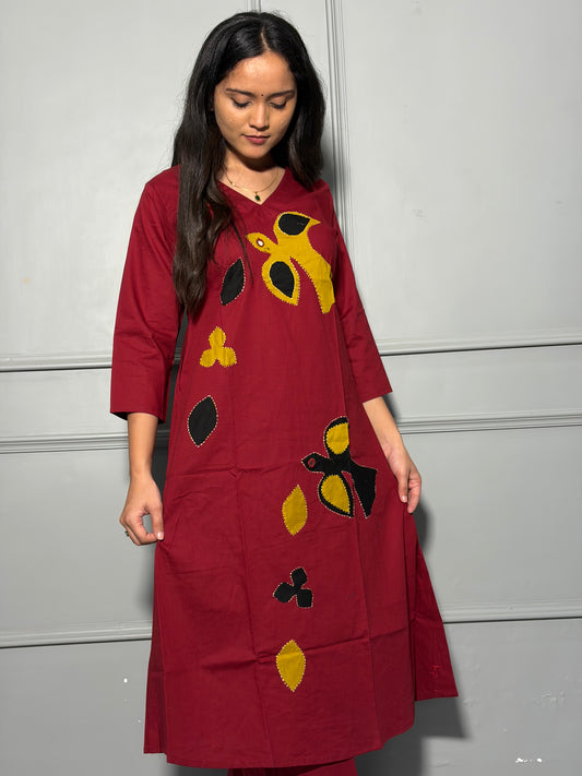 Urban Essential Two-Piece Set | Breathable Cotton Co-ord Ethnic | Maroon