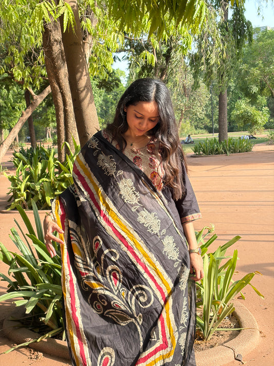 Urban Collective Three-Piece Set | Premium Breathable Ethnic Style Cotton Co-ord | Black