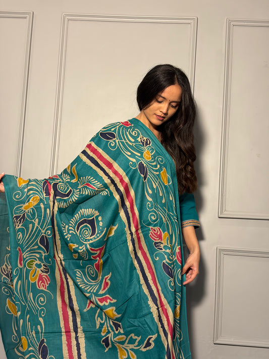 Urban Collective Three-Piece Set | Premium Breathable Ethnic Style Cotton Co-ord | Rama Green
