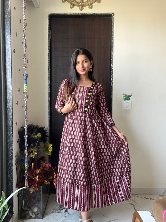 Reflective Heritage Kurti | Short Tops Breathable Cotton | Purple