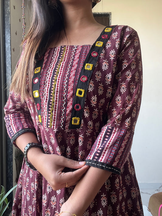 Reflective Heritage Kurti | Short Tops Breathable Cotton | Purple