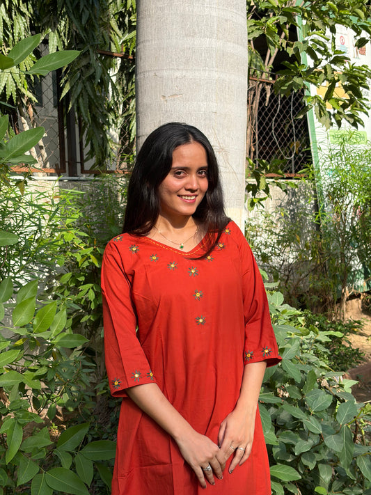 Urban Essential Two-Piece Set | Breathable Cotton Co-ord | Rust