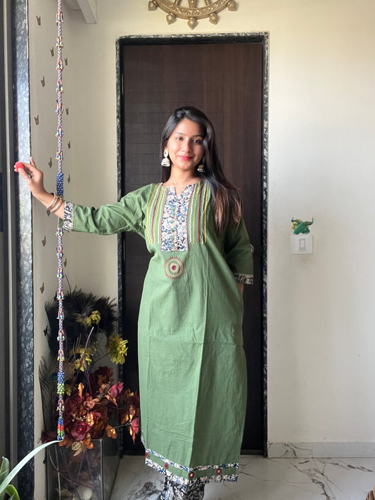 Urban Essential Two-Piece Set | Breathable Cotton Co-ord | Olive Green