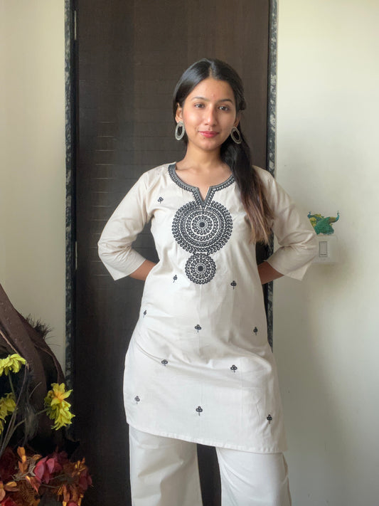 Urban Essential Two-Piece Set | Breathable Cotton Co-ord For Daily Uses | Beige