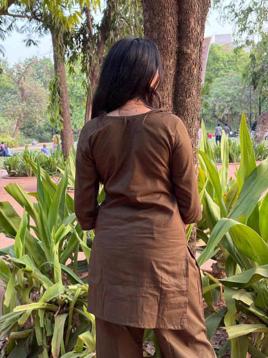 Urban Essential Two-Piece Set | Breathable Cotton Co-ord For Daily Uses | Coffee