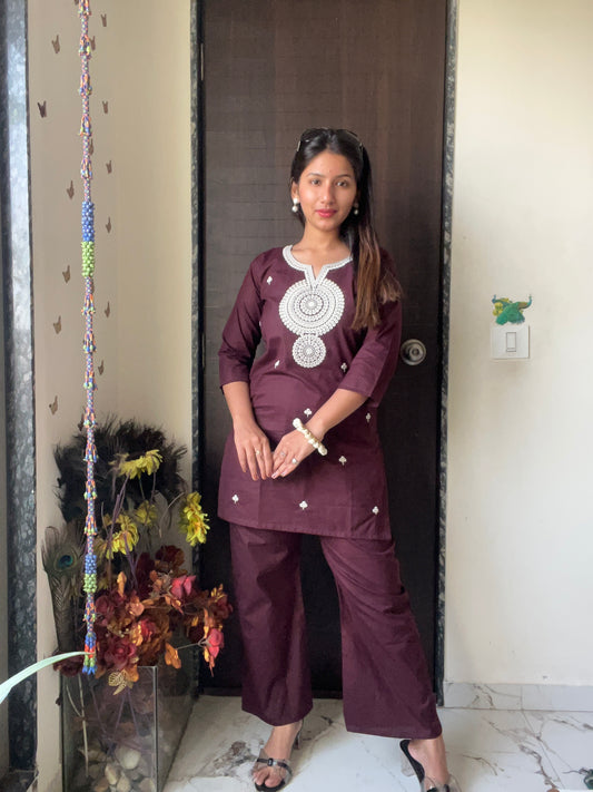 Urban Essential Two-Piece Set | Breathable Cotton Co-ord For Daily Uses | Dark Purple