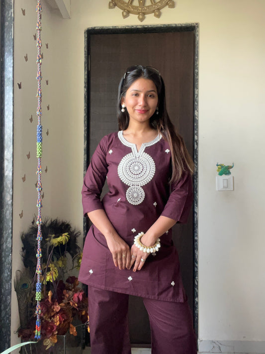 Urban Essential Two-Piece Set | Breathable Cotton Co-ord For Daily Uses | Dark Purple