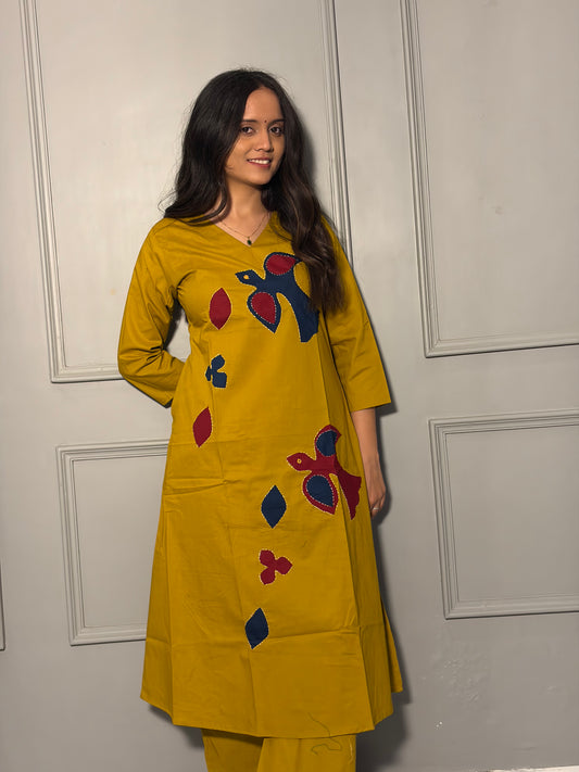 Urban Essential Two-Piece Set | Breathable Cotton Co-ord Ethnic | Mustard