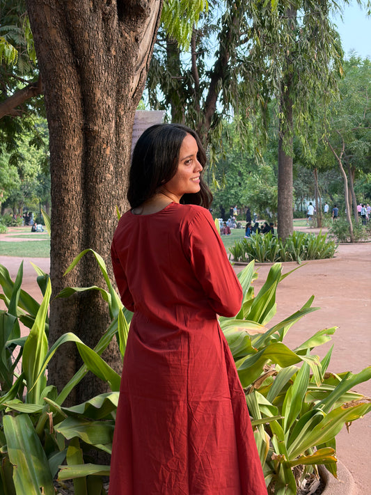 Urban Essential Two-Piece Set | Breathable Cotton Co-ord Ethnic | Burnt Orange