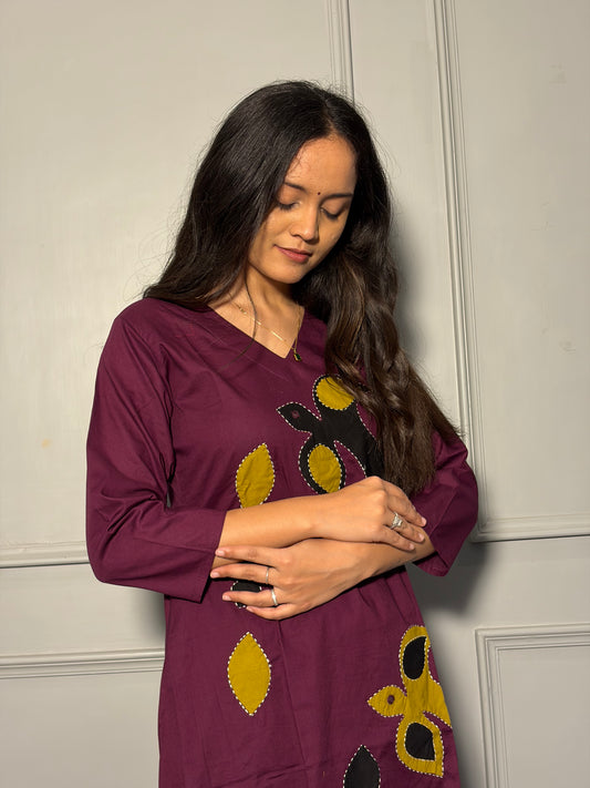 Urban Essential Two-Piece Set | Breathable Cotton Co-ord Ethnic | Purple