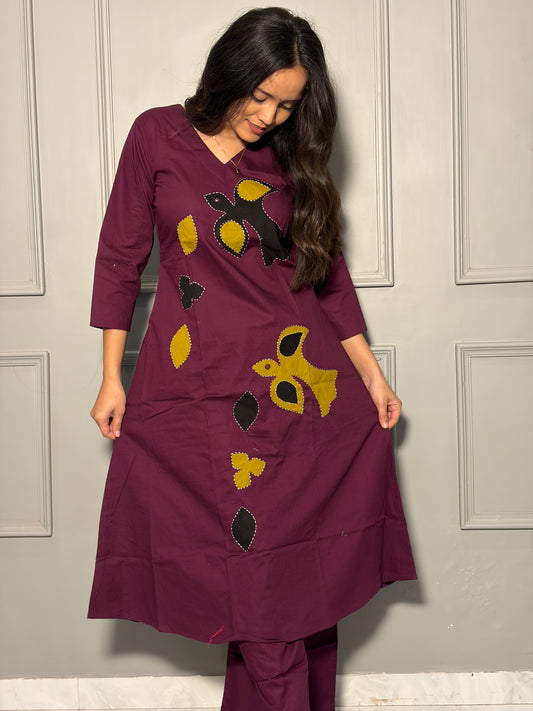 Urban Essential Two-Piece Set | Breathable Cotton Co-ord Ethnic | Purple