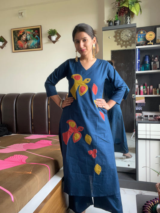 Urban Essential Two-Piece Set | Breathable Cotton Co-ord Ethnic | Teal Blue