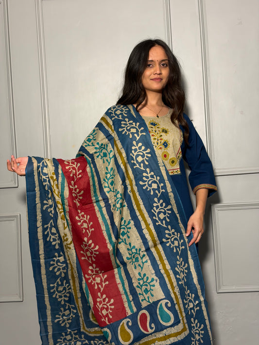 Urban Collective Three-Piece Set | Premium Breathable Ethnic Style Cotton Co-ord | Navy Blue
