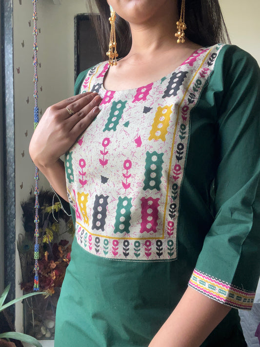 Urban Collective Three-Piece Set | Premium Breathable Ethnic Style Cotton Co-ord | Green