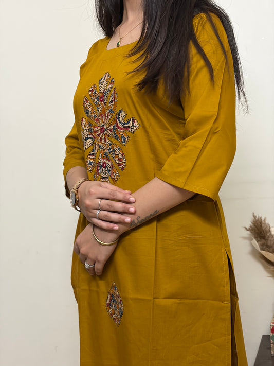 Urban Collective Three-Piece Set | Premium Breathable Ethnic Style Cotton Co-ord | Mustard