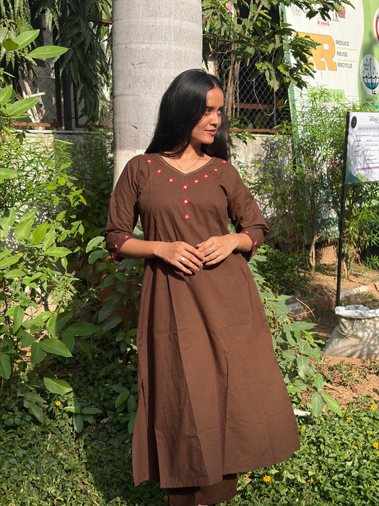 Urban Essential Two-Piece Set | Breathable Cotton Co-ord | Brown