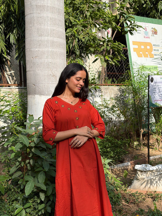 Urban Essential Two-Piece Set | Breathable Cotton Co-ord | Rust